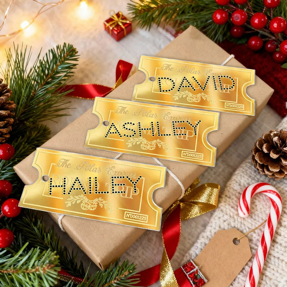 Acrylic Ornament with Personalized Ticket-Style Name for a Cozy Shelf or Backpack Charm Sweet Unique Gift for Kids