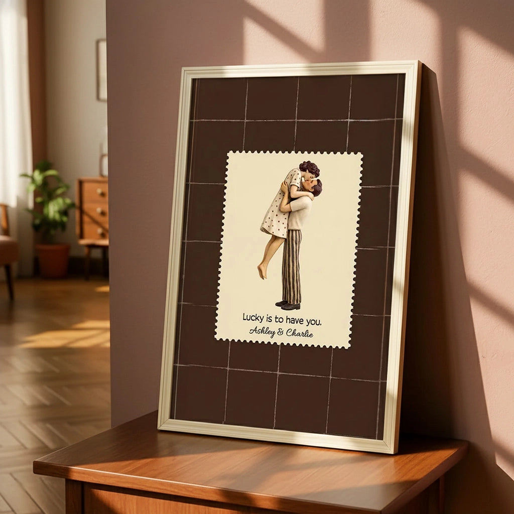 Lucky is to have you Couple Poster, Personalized Romantic Wall Art for Home Decor, Thoughtful Unique Gift for Couples