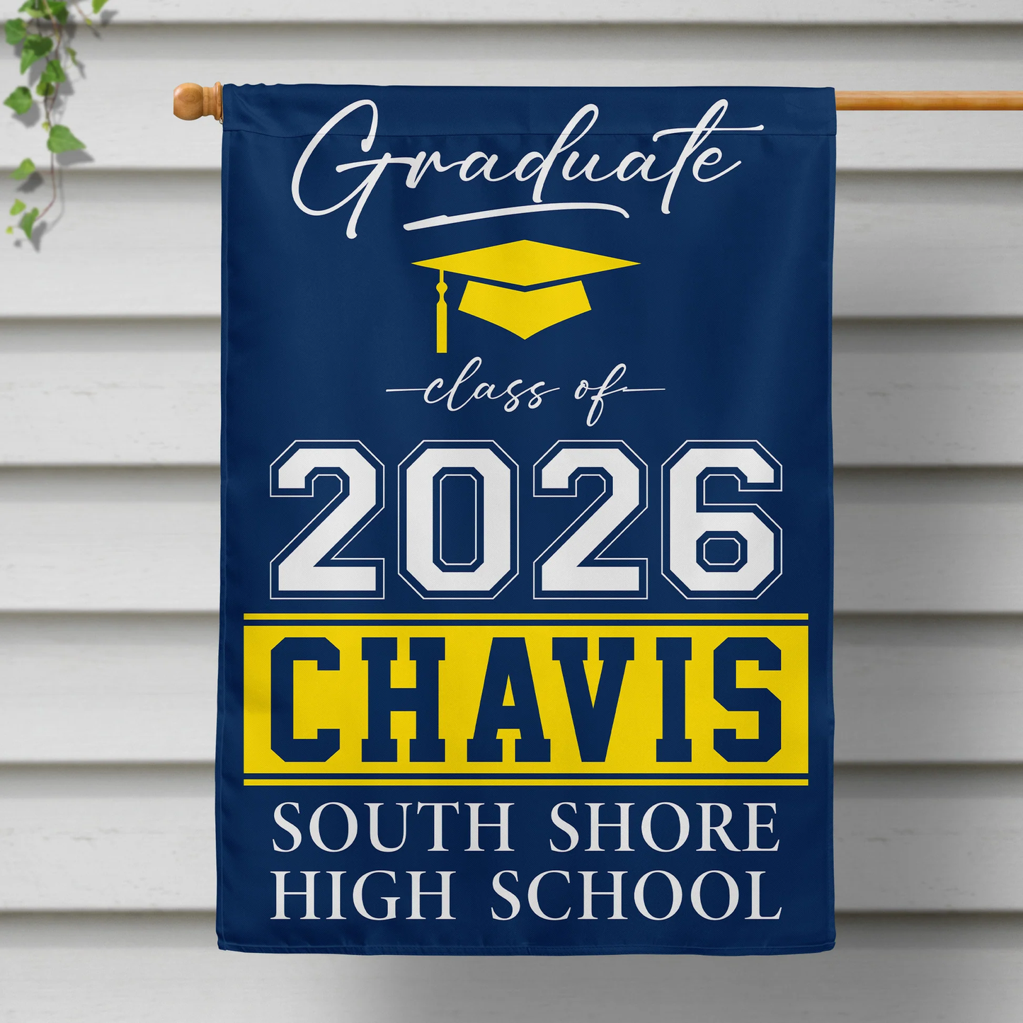 Personalized Graduation Garden Flag Only, Custom School Colors Yard Decor, Unique Gift for Your Grad