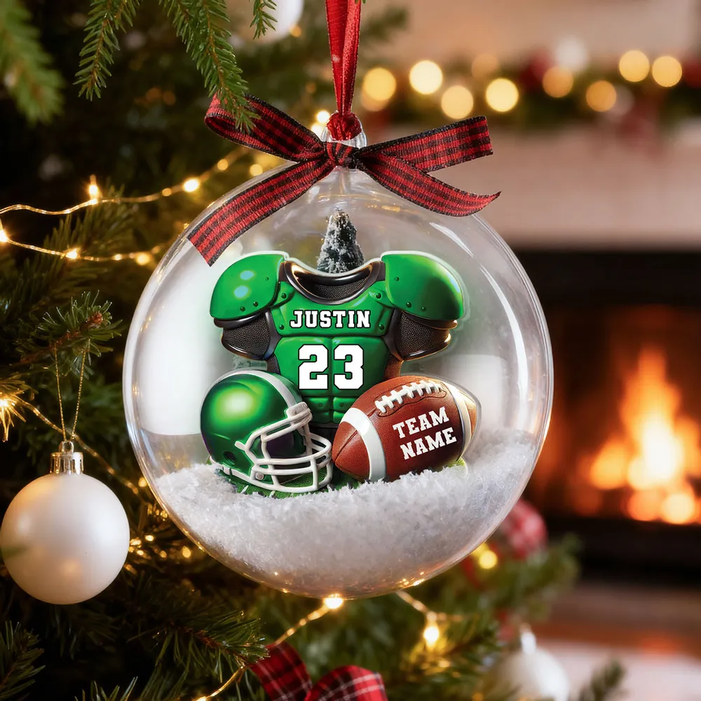 Acrylic Snow Globe Ornament with 3D Christmas Tree Inside, Clear Holiday Hanging Decor, Creative Gift for Him, Kids, Friends & Sports Fans