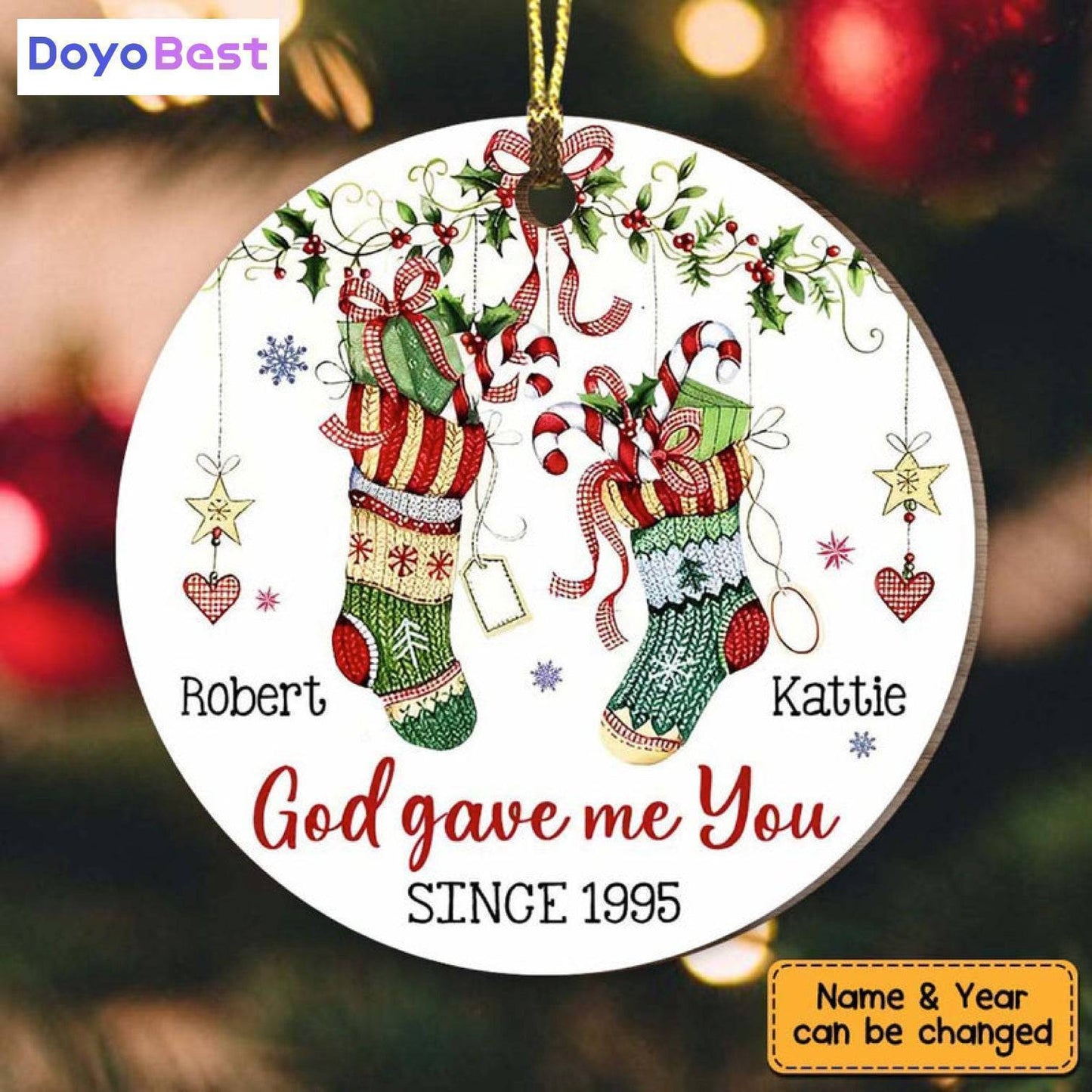 Gift For Couple - God Gave Me You - Wooden Circle Ornament - Safe And Reliable To Use.