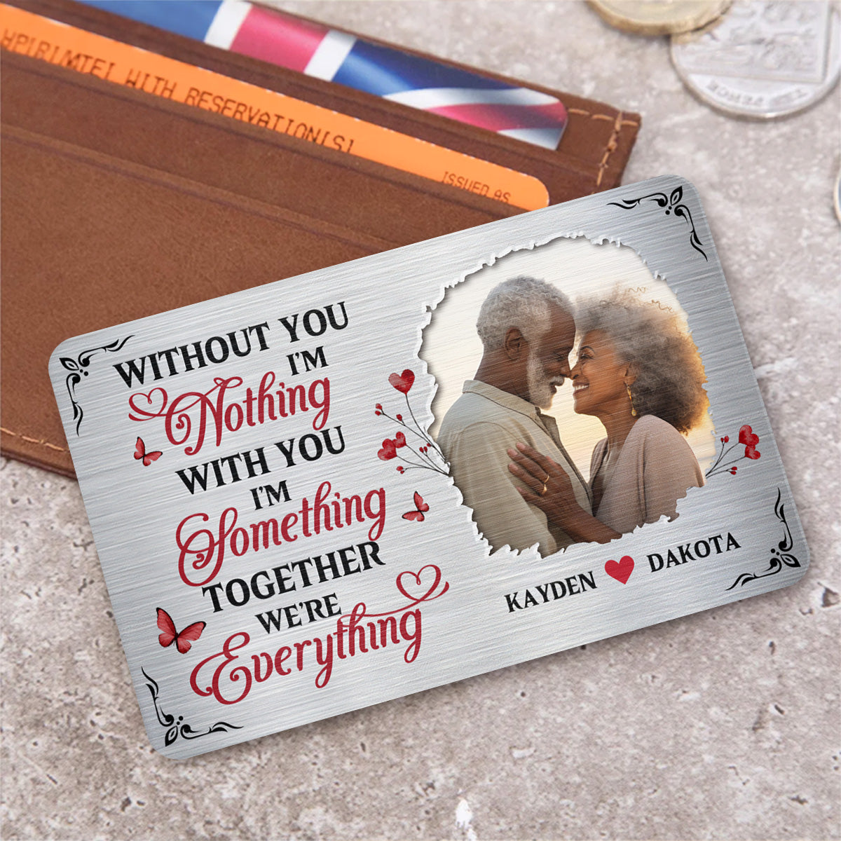 Couple's Custom Wallet Card – "Together We're Everything" Metal Card