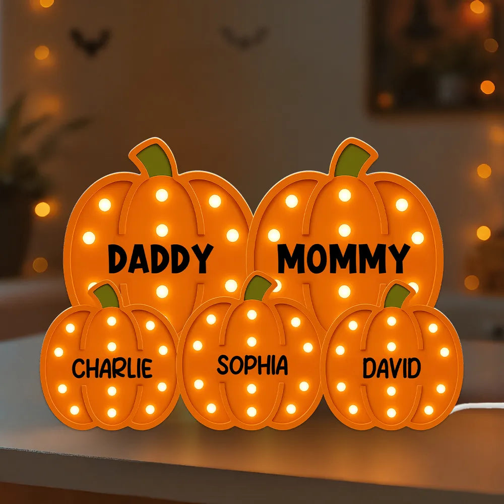 Pumpkin Acrylic Light Box Featuring Family Theme, Heartwarming Décor and Gift-Ready Accent for Parents