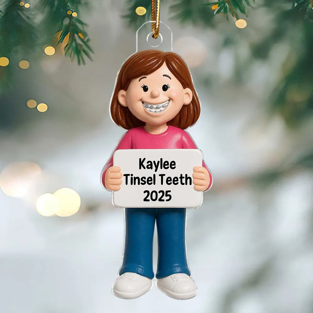 Smiling Braces Kid Acrylic Ornament – Adorable Keepsake Gift Celebrating Growing Smiles