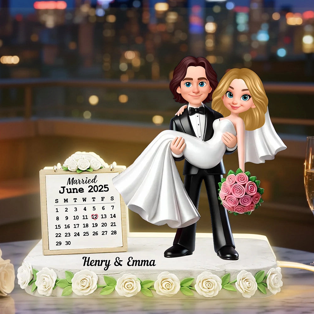 Custom Married Date Acrylic Light Box, Cute Bride and Groom Night Light, Cozy Bedroom Decor, Memorable Couple Gift