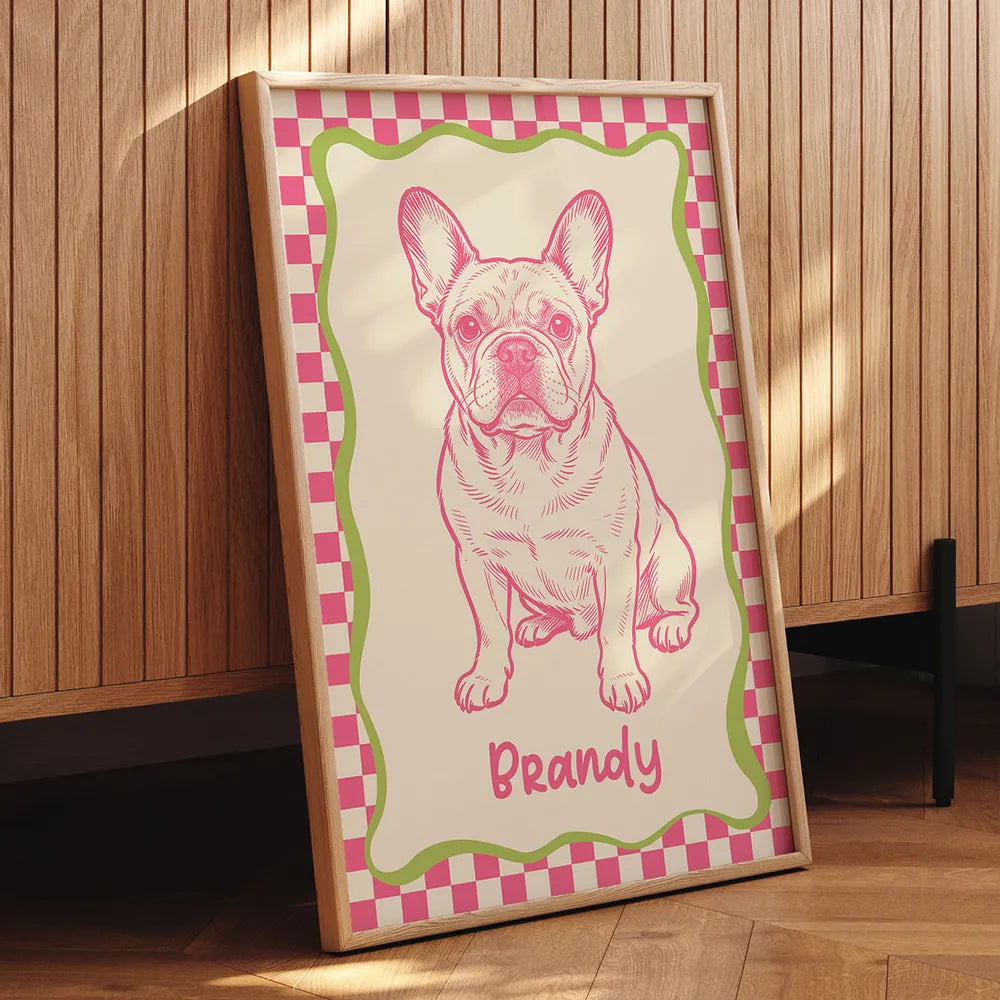Personalized Dog Portrait Poster Modern Blue Line Art Wall Decor, Unique Creative Gift for Dog Lovers