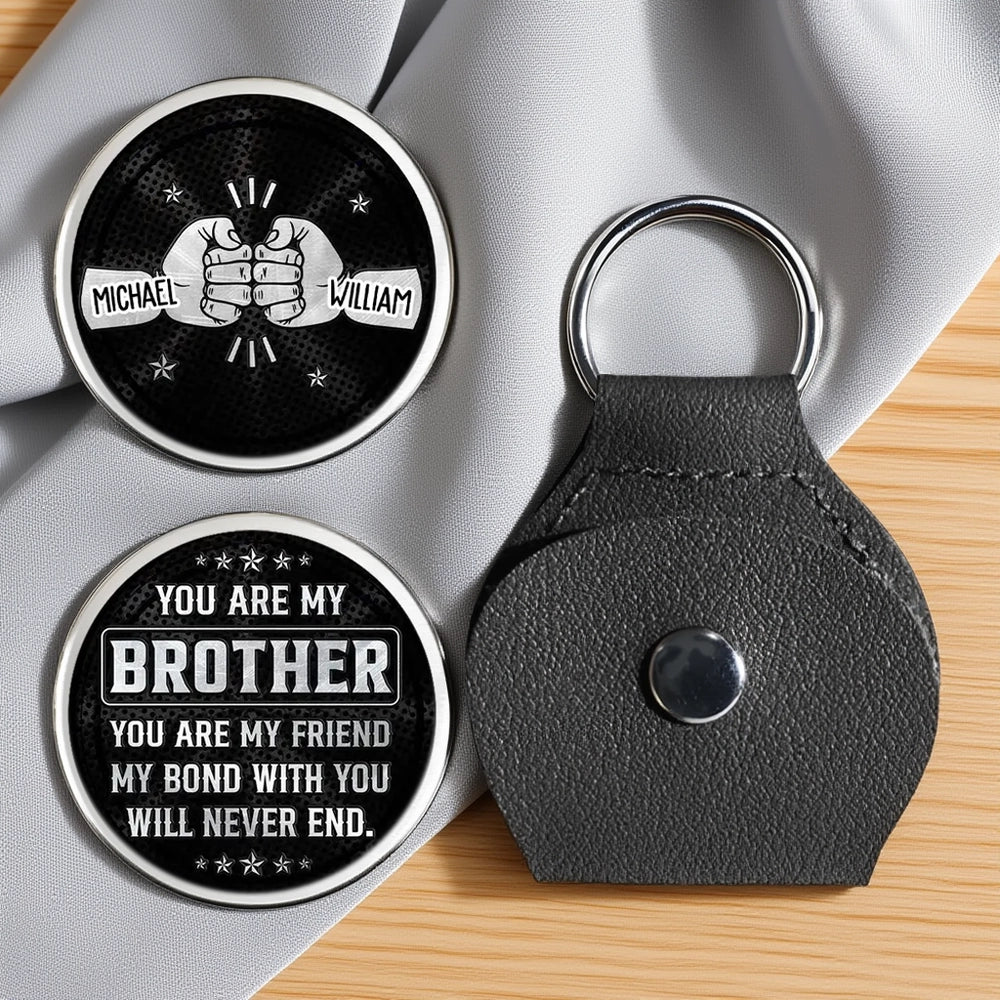 Pocket Hug for Brother Token with Fist Bump Design, Bold Black Style, Unique Gift That Says Your Bond Never Ends