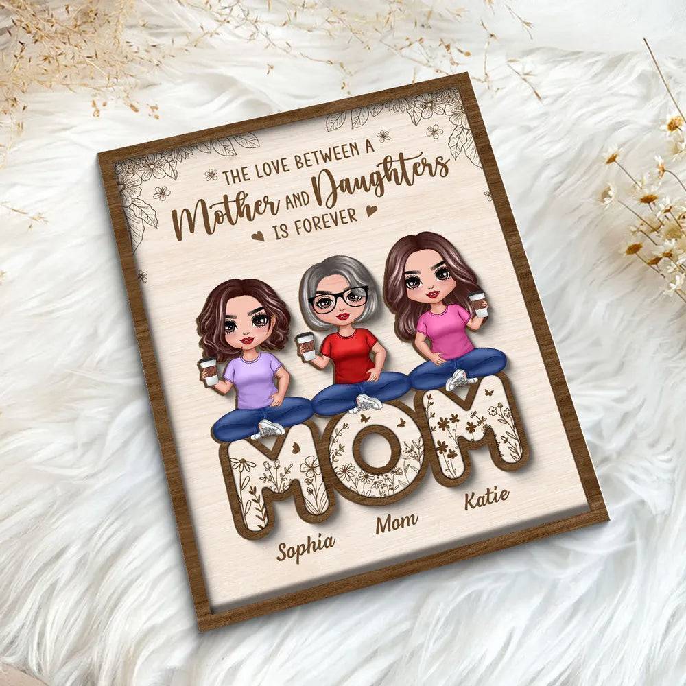 Together with Mom - 'Mother & Daughters' United Wooden Plaque - A Heartfelt Gift for Mother's Day