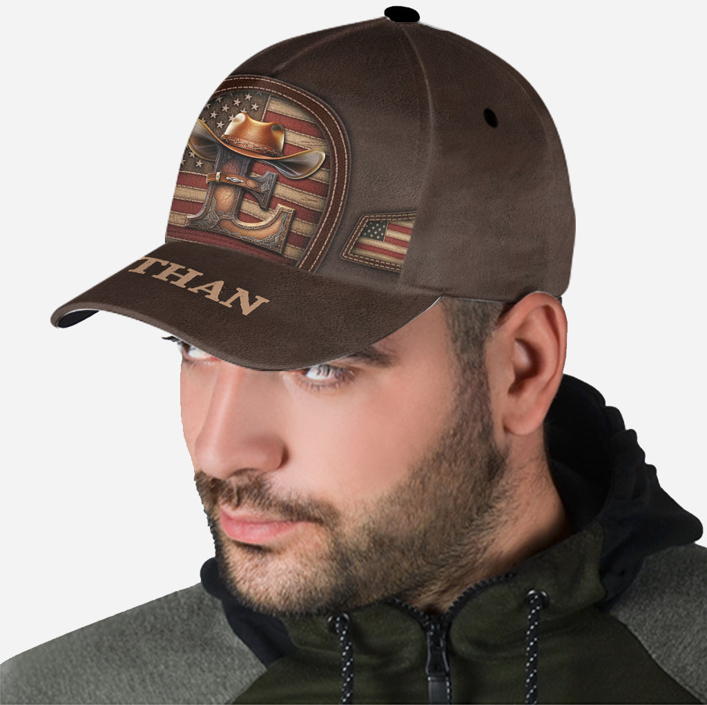 Cowboy Initial Customize - Personalized Western Outfit Classic Cap