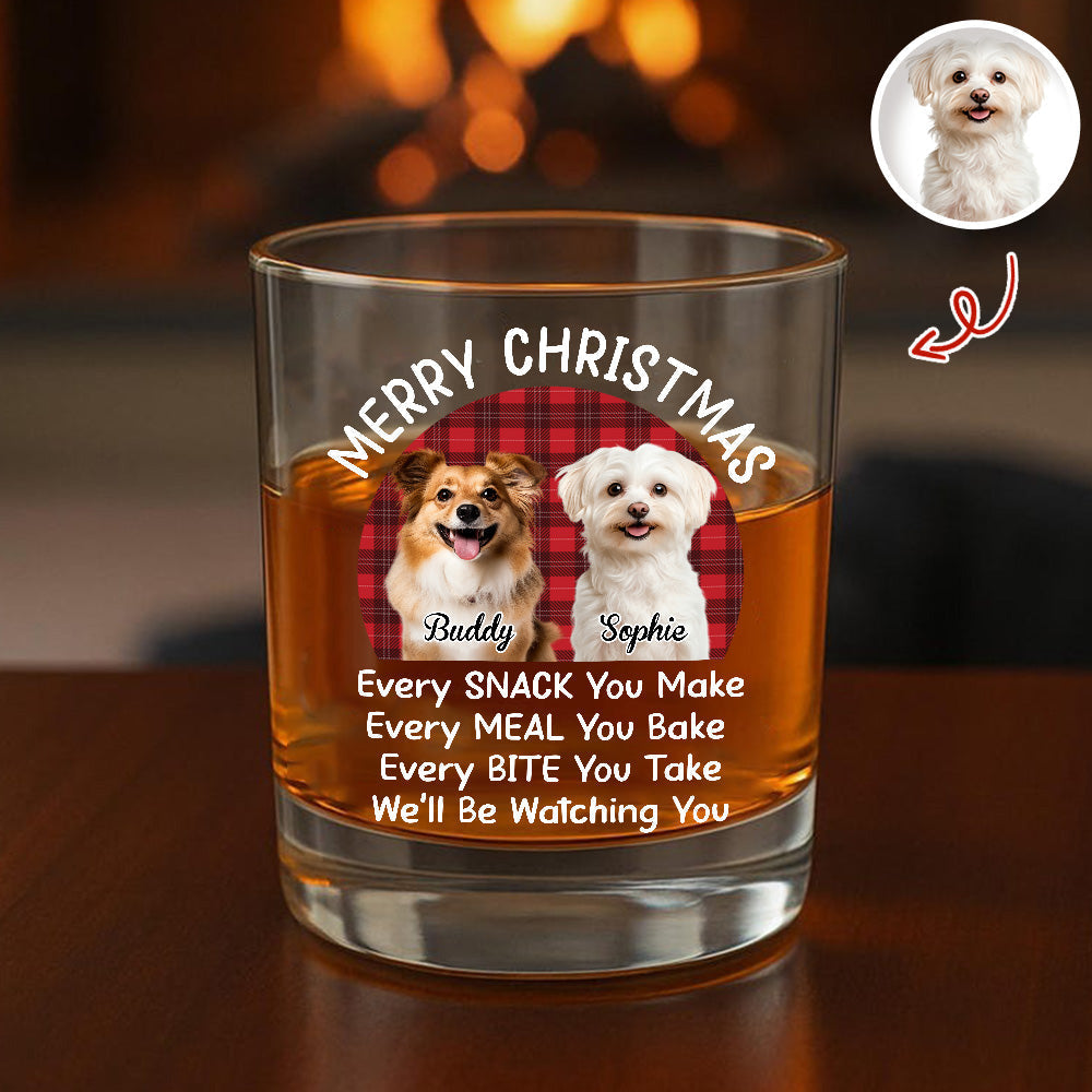 Personalized Dog Whiskey Glass Christmas Gift, Funny Watching You Quote, Unique Holiday Bar Glass for Pet Lovers