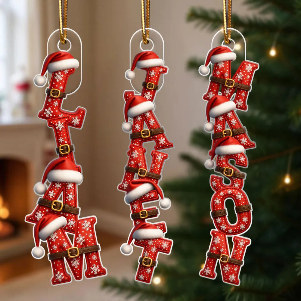 Personalized Acrylic Ornament with Santa Alphabet Letters, Custom Christmas Tree Decor, Unique Holiday Gift for Kids & Families