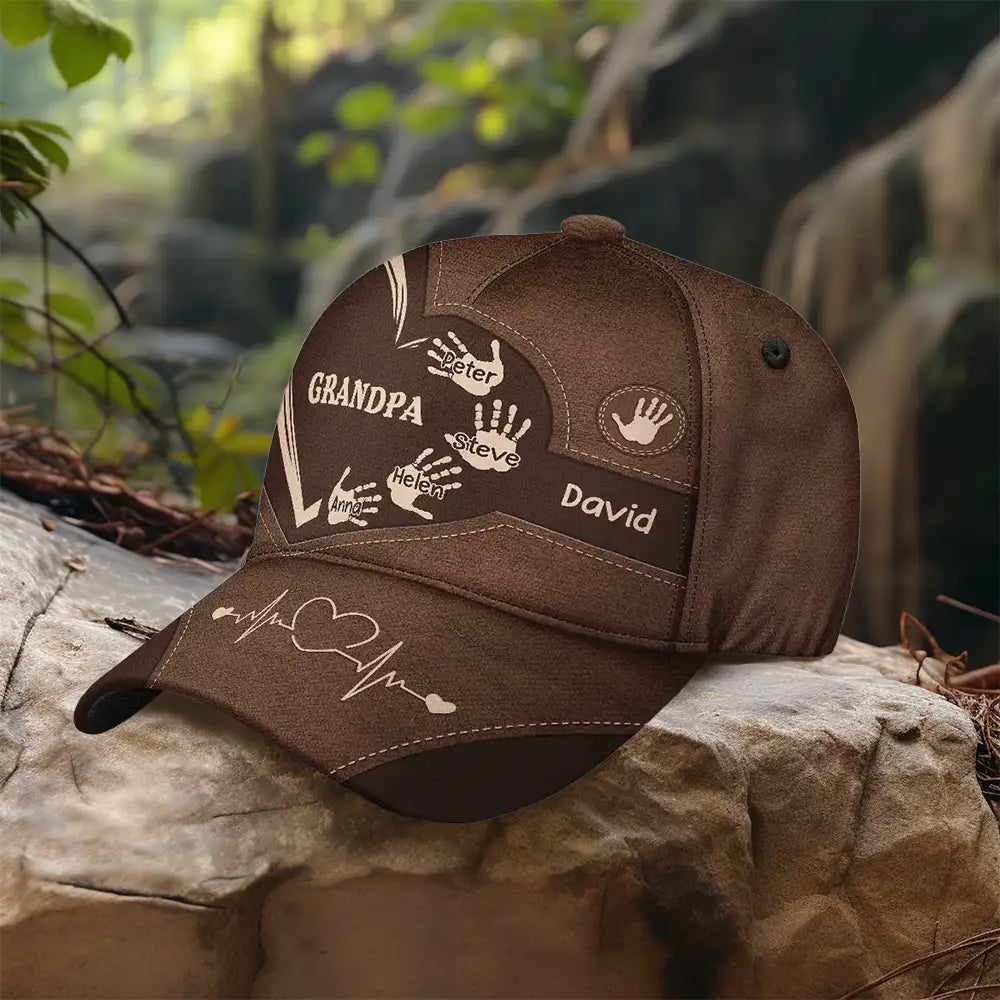 Customized Grandpa Classic Cap with Kids’ Handprints – Sentimental Gift for Father’s Day