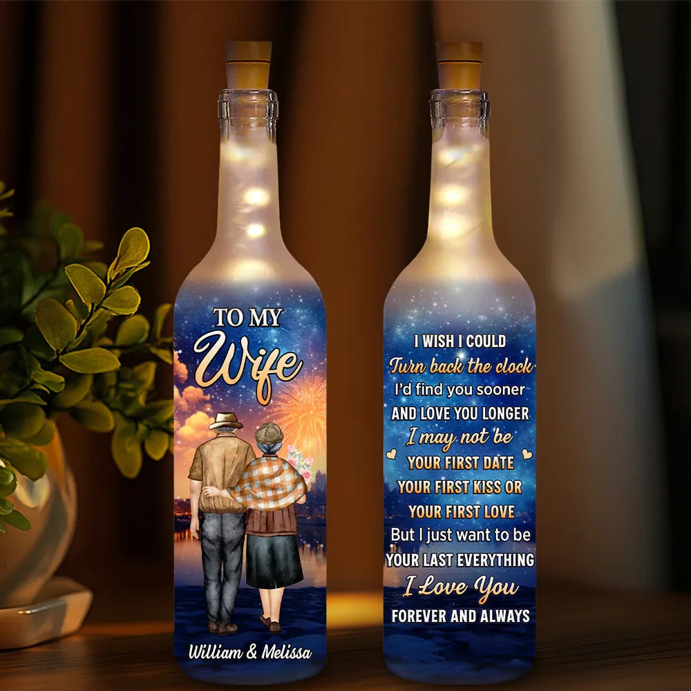 Personalized Bottle Lamp for Wife with I Wish I Could Love Quote, Cozy Warm Glow Night Light, Unique Romantic Gift