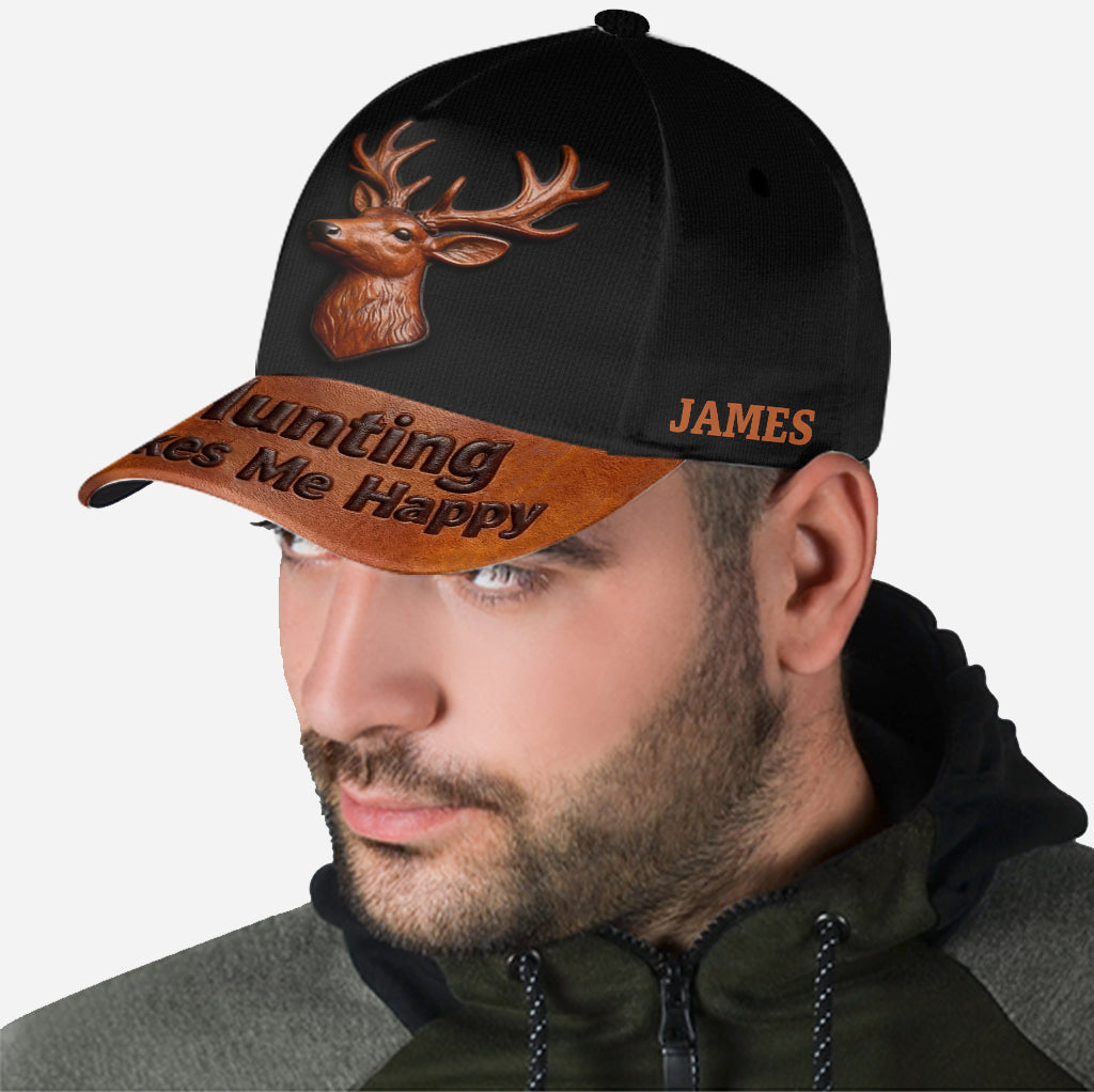 Hunting Makes Me Happy - Personalized Hunting Classic Cap