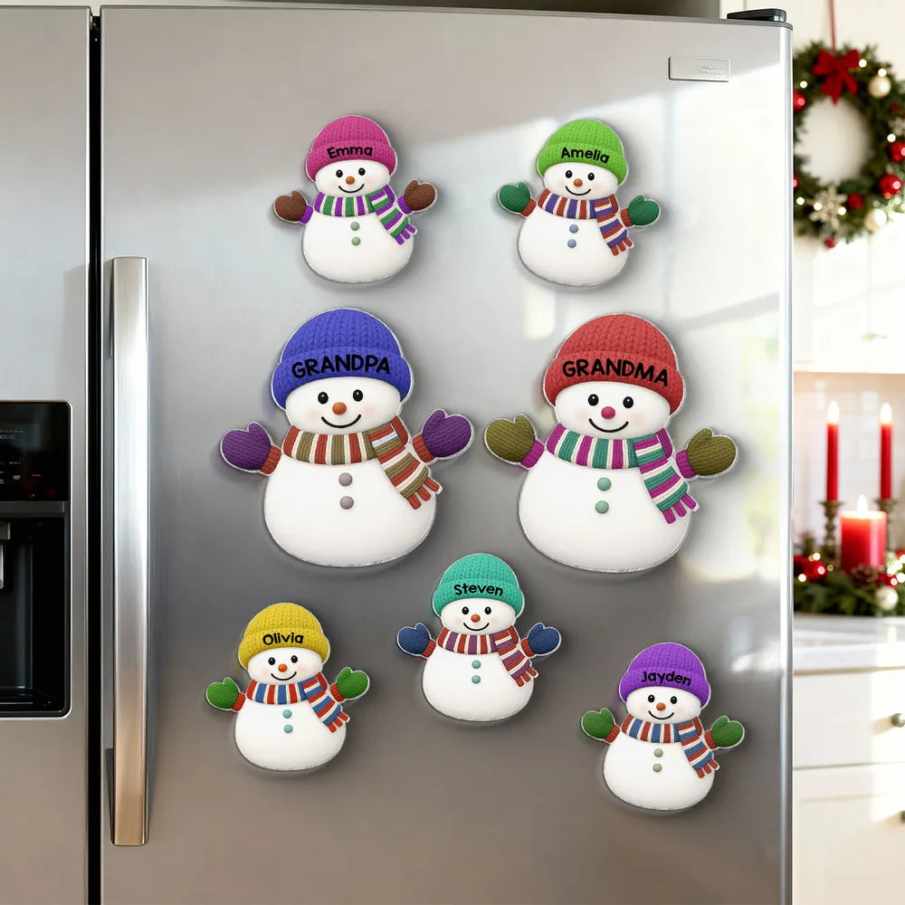 Acrylic Fridge Magnet Snowman Family Set | Festive Holiday Decoration, Perfect Gift for Grandparents and Family