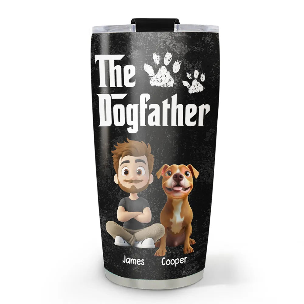 “The Dogfather” Insulated Travel Tumbler – Personalized Father’s Day Gift for Dog Dads