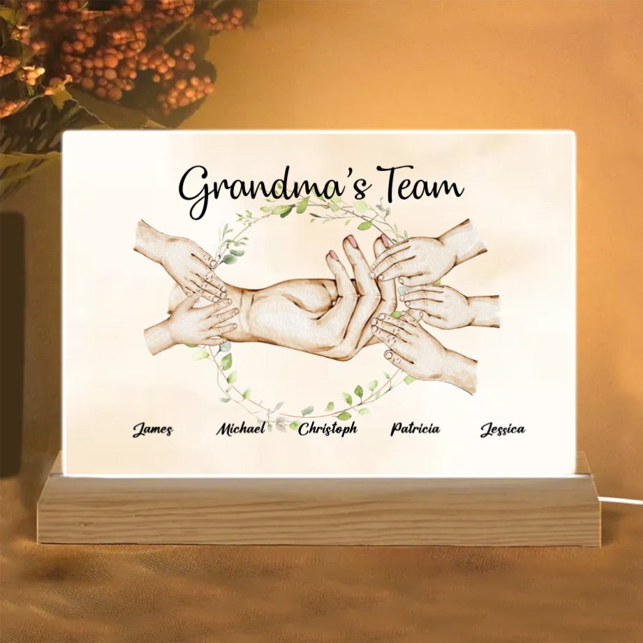 Grandma’s Team Personalized Poster, Keychain, Plaque, Ornament, Pillow, Wallet Card, Cup, Sign - Custom Gift for Grandchildren and Family Memories