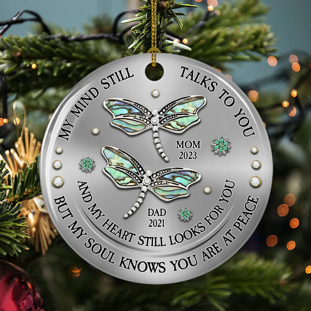 Ceramic Ornament with Dragonfly Design, Memorial Gift