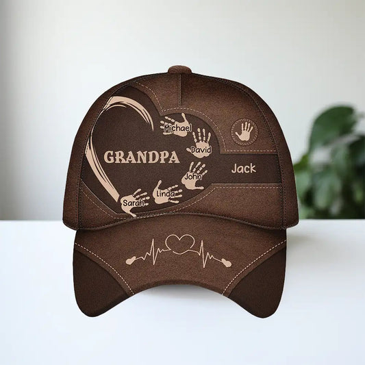 Customized Grandpa Classic Cap with Kids’ Handprints – Sentimental Gift for Father’s Day
