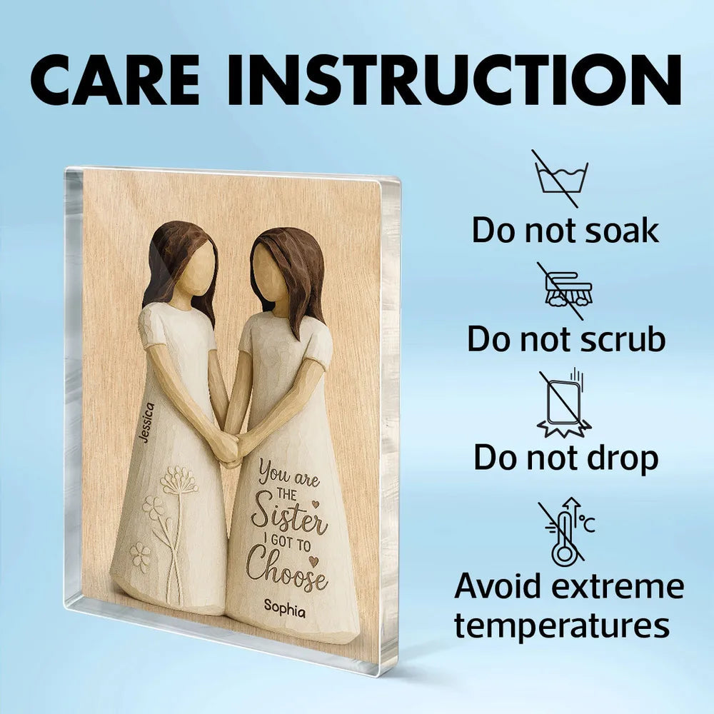 Forever Sisters by Choice – Custom Figurine Plaque for Best Friends, Gift for Her