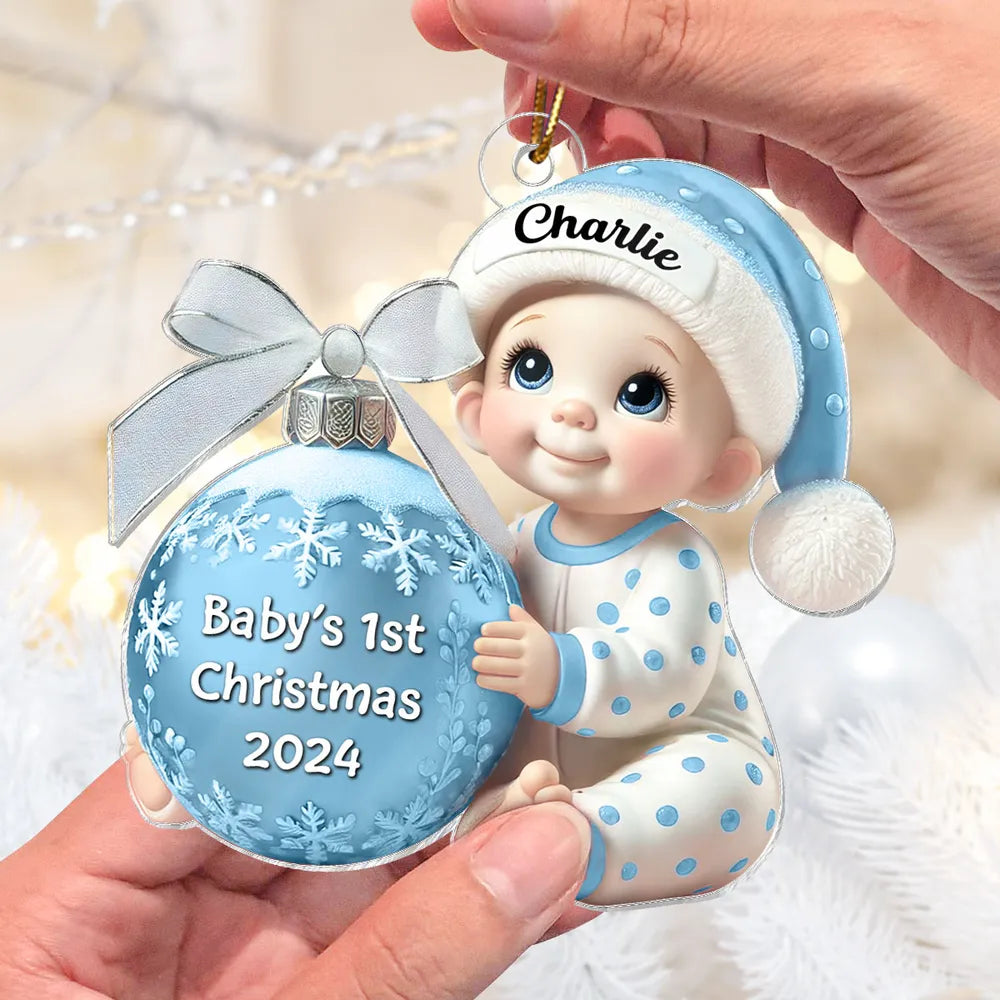 Personalized Baby’s First Christmas Ornament, custom name and year, a special gift for newborns and parents, perfect for celebrating baby’s first holiday