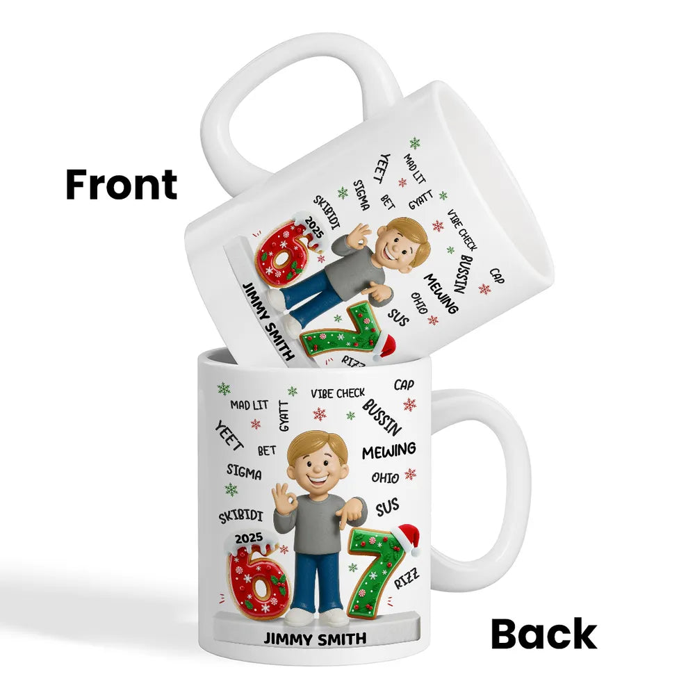Teen Kid Custom Name Six Seven - Personalized Ceramic Mug, Fun Unique Gift for Kids or Teens