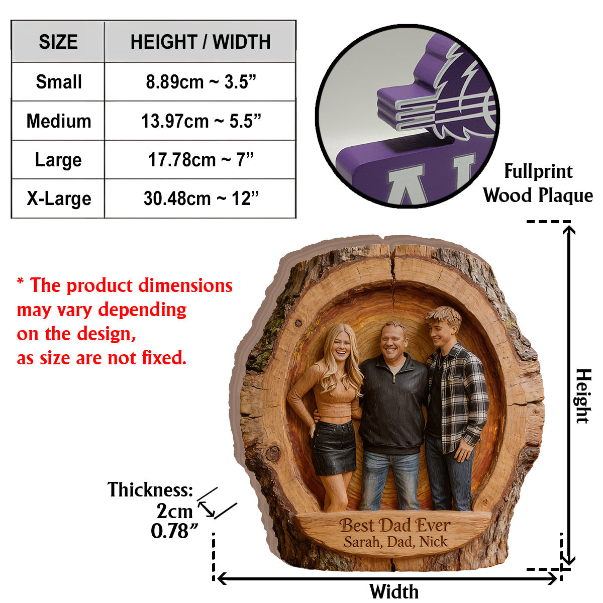 Custom Best Dad Ever Wood Log Figurine, Personalized Black Father and Son Carved Statue, Rustic Tabletop Decor Gift for Father's Day