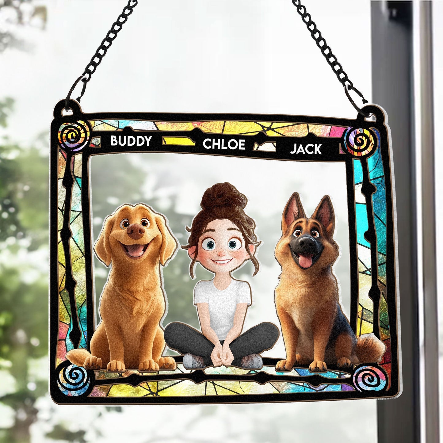 Custom Pet & Owner Wood Acrylic Ornament - Personalized Pet Lover Gift