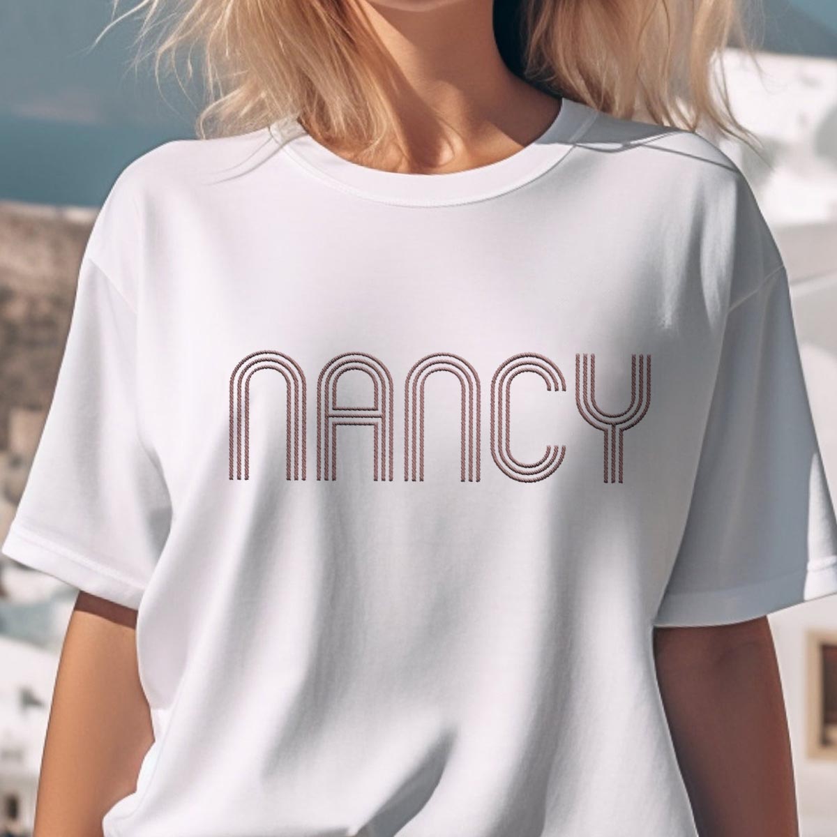 Custom Name - Personalized Couple Embroidered T-shirt