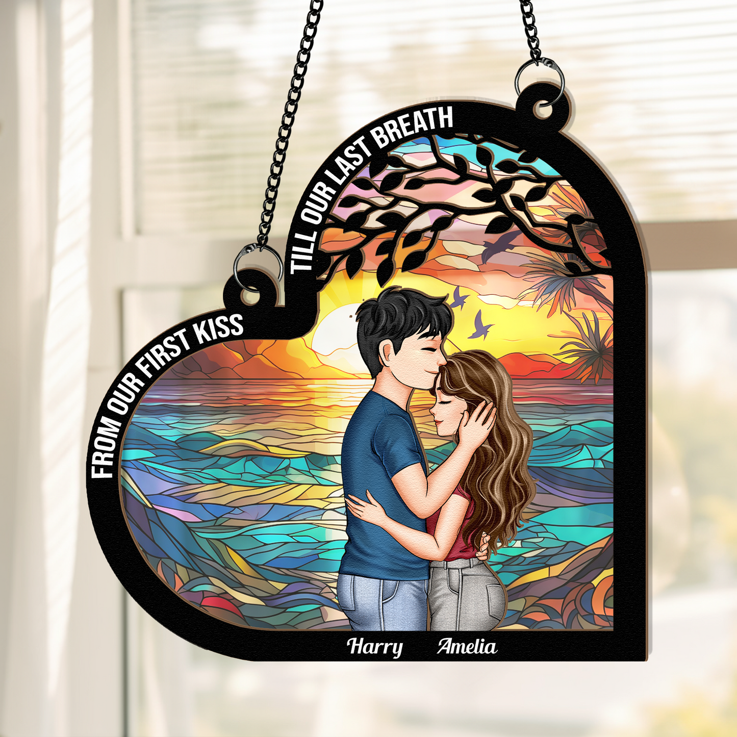 Personalized Couple Ornament - Capturing First Kiss and Everlasting Love in Unique Design