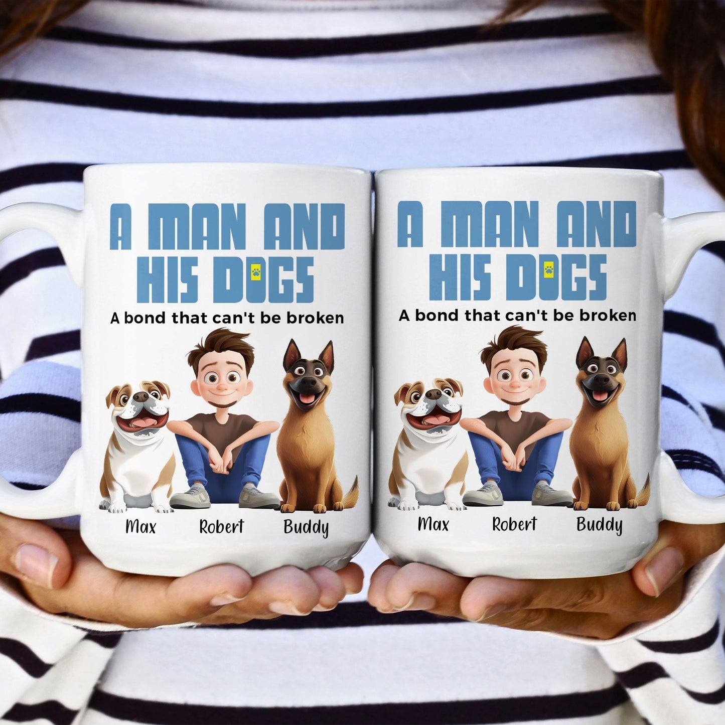 Heartwarming Pet-Themed Mug – Personalized 'A Man and His Dogs' Design, Ideal Gift for Dog Owners
