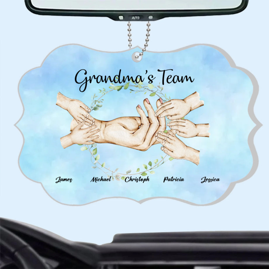 Grandma’s Team Personalized Poster, Keychain, Plaque, Ornament, Pillow, Wallet Card, Cup, Sign - Custom Gift for Grandchildren and Family Memories