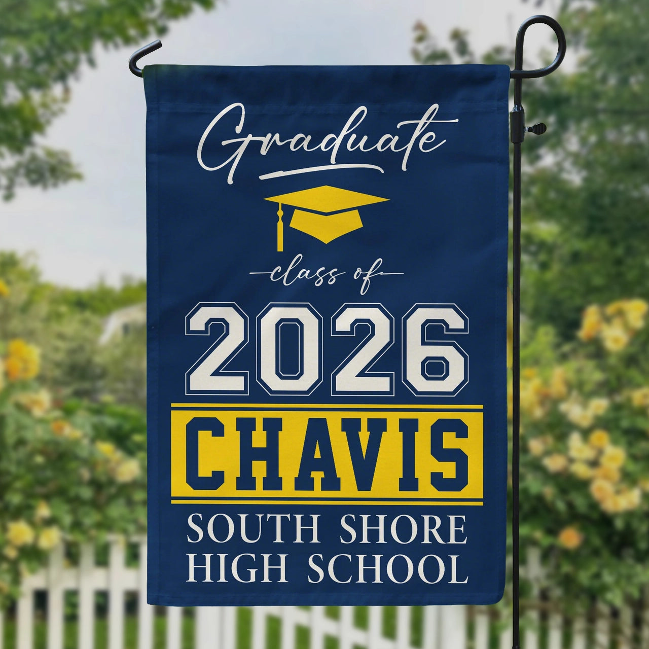 Personalized Graduation Garden Flag Only, Custom School Colors Yard Decor, Unique Gift for Your Grad