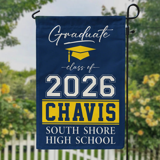 Personalized Graduation Garden Flag Only, Custom School Colors Yard Decor, Unique Gift for Your Grad