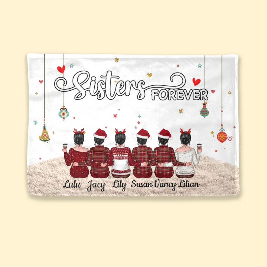 Sisters Forever - Personalized Plaque, Ornament, Poster, Keychain, Blanket or Cup - A Heartfelt Gift for Your Best Friend or Sister