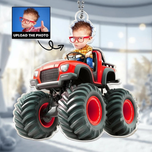 Off-Road Truck Acrylic Ornament with Customizable Photo, Playful Design for Room Décor, Gift-Ready for Children