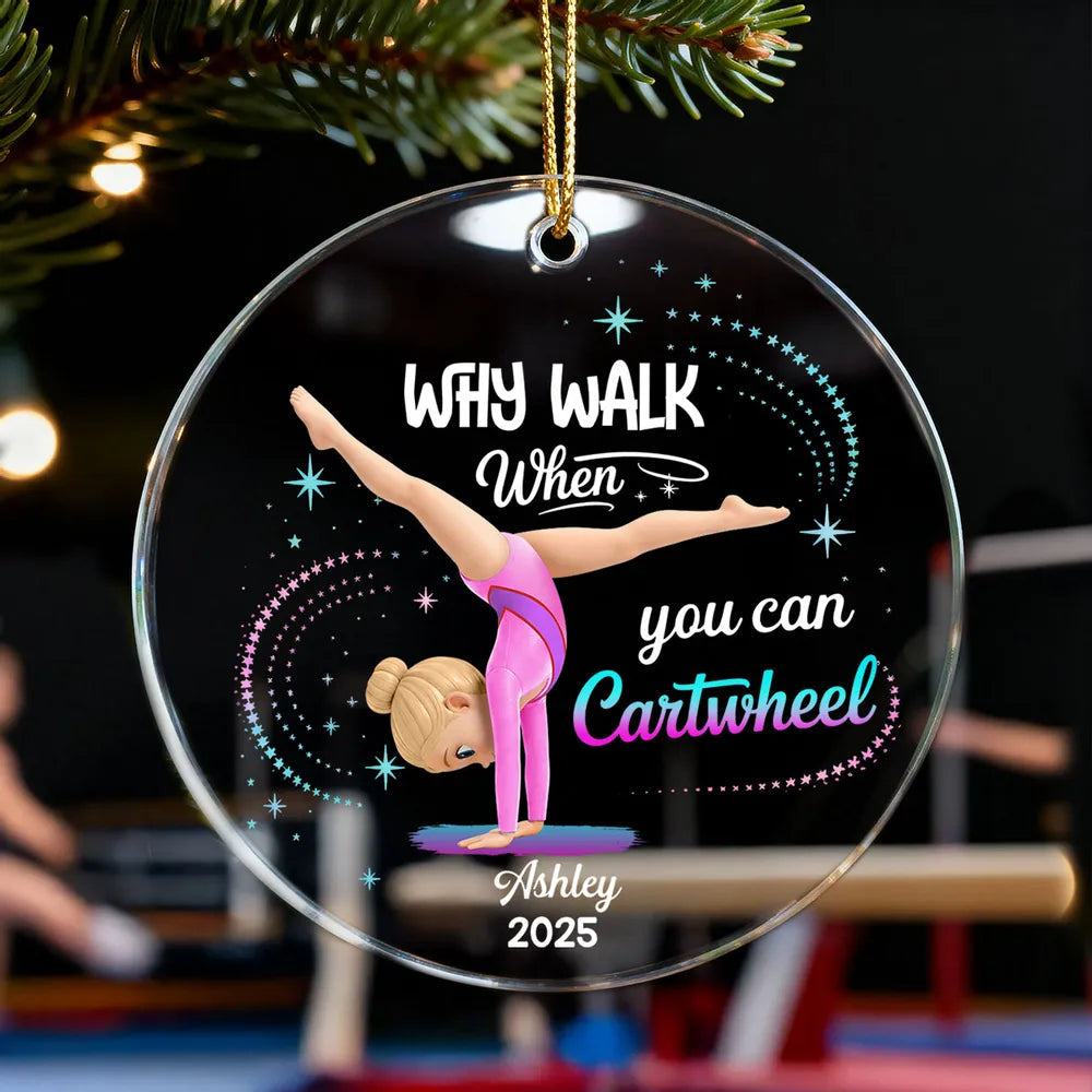 Personalized Acrylic Ornament Gymnast Cartwheel Girl Glitter Star Design Unique Gift For Daughter Or Granddaughter