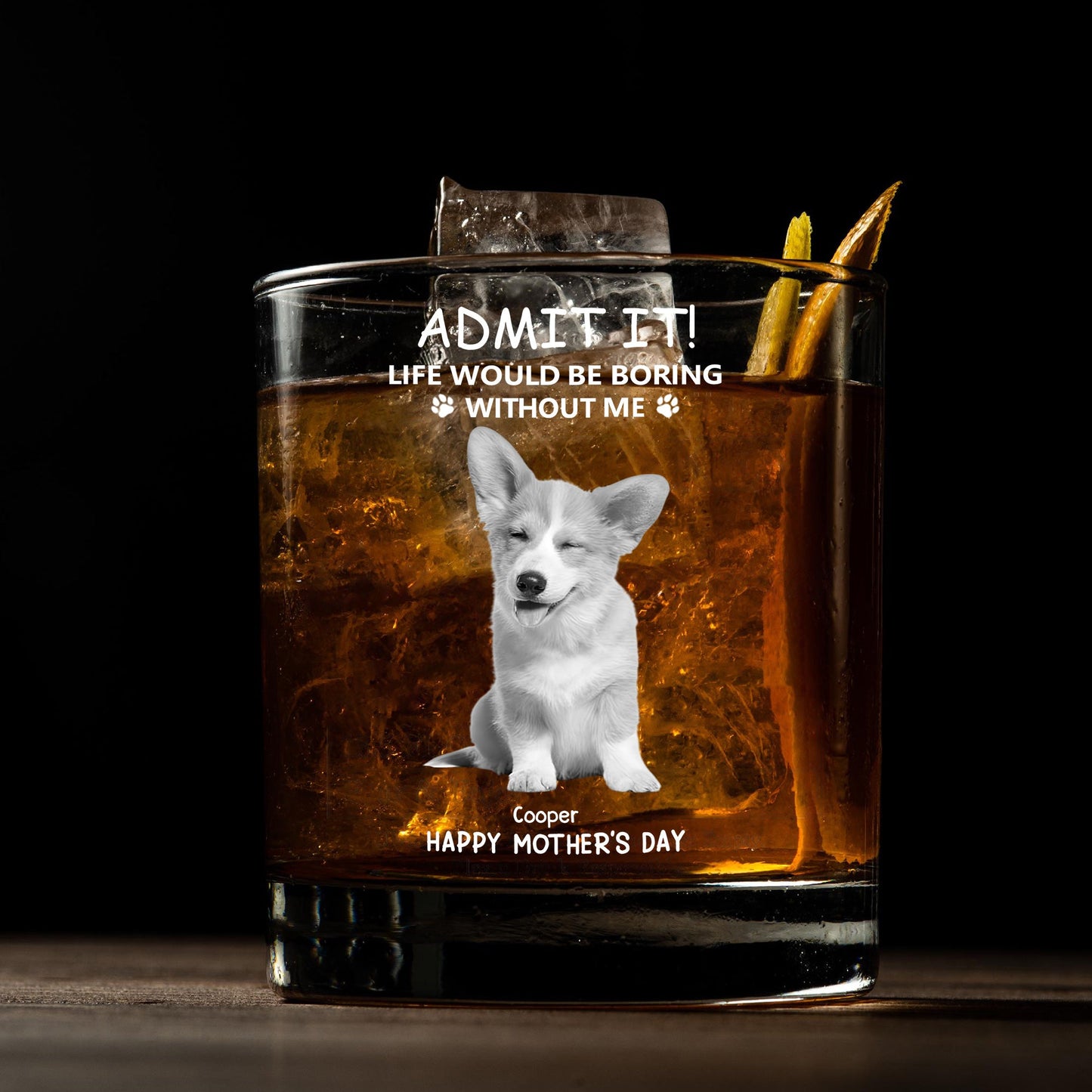 Personalized Glass Whiskey Cup – Mother’s Day Special Gift for Pet Lovers