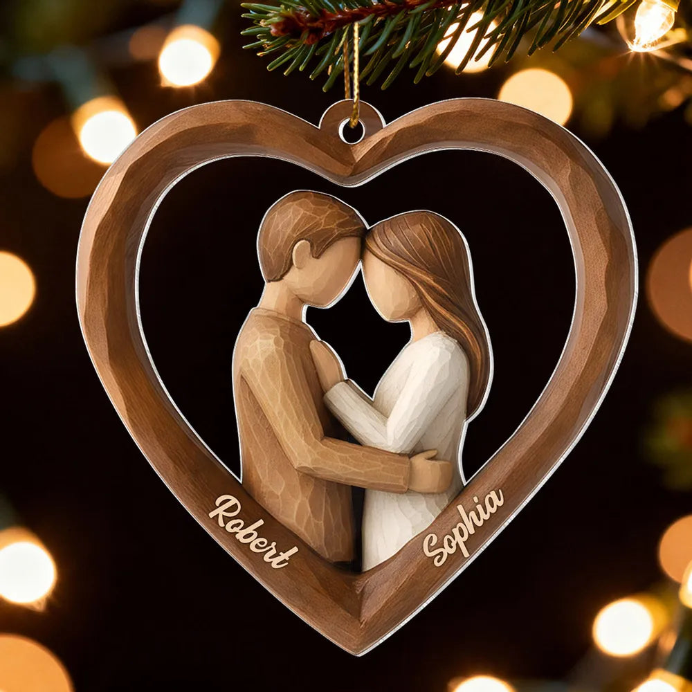Custom Couple Heart Acrylic Ornament – Unique Hanging Decoration for Romantic Holidays, Anniversaries and Everyday Love Gifts