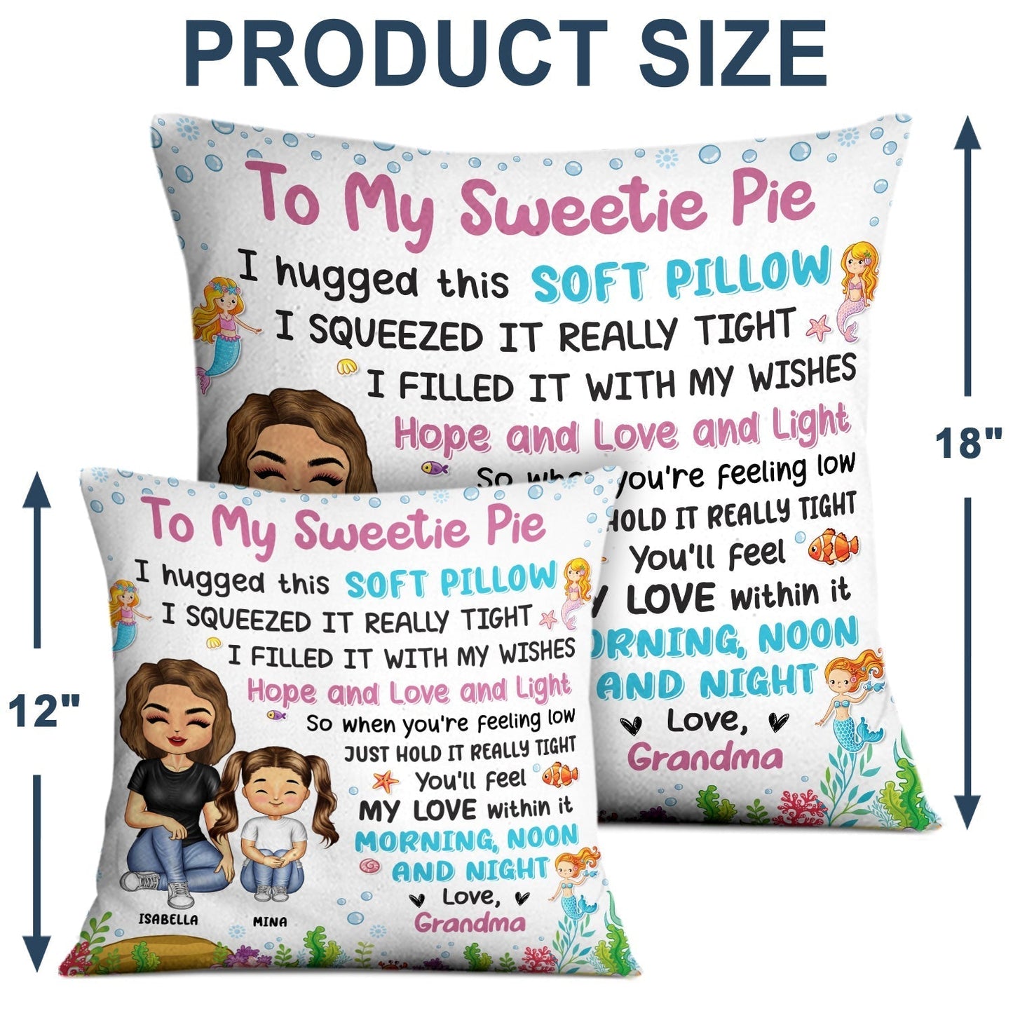 Heartwarming Square Pillow – A Soft Hug Filled with Love and Wishes, Perfect Gift for Kids from Family
