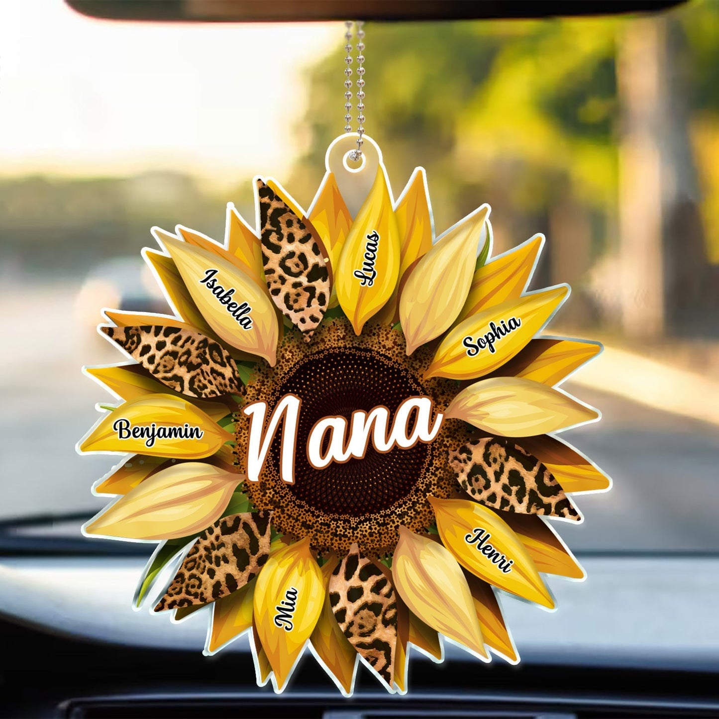 Personalized Sunflower Acrylic Car Hanger for Mom – Mother's Day Gift