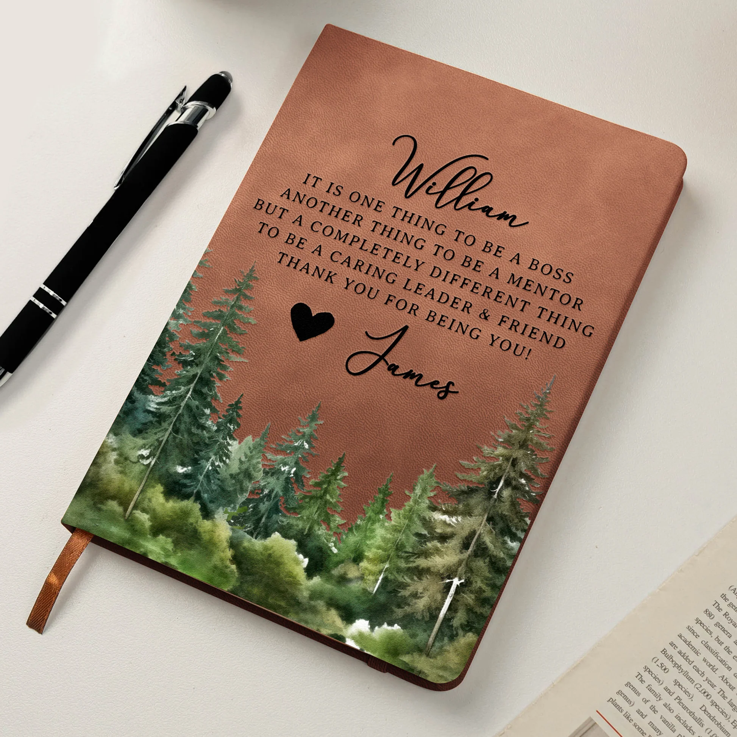 Leather Journal Personalized Appreciation Gift - It Takes A Village Style Thank You Quote for Teacher or Team, Heartwarming Unique Gift
