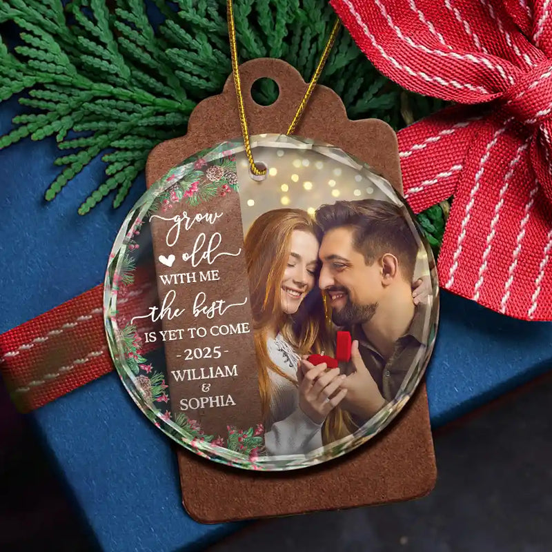 Crystal Ornament Personalized for an Engaged Couple, The Best Is Yet To Come Holiday Keepsake, Romantic Gift