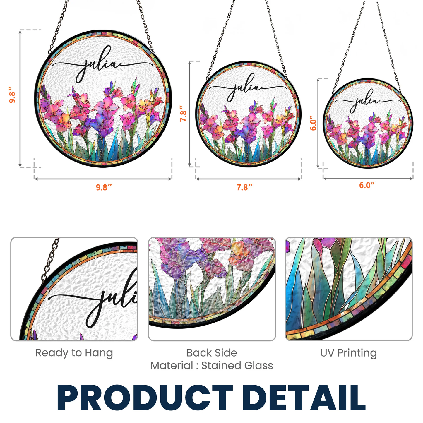 Personalized Birth Flower Glass Suncatcher Ornament for Window Display, Bright Stained Glass Style, Unique Gift for Mom