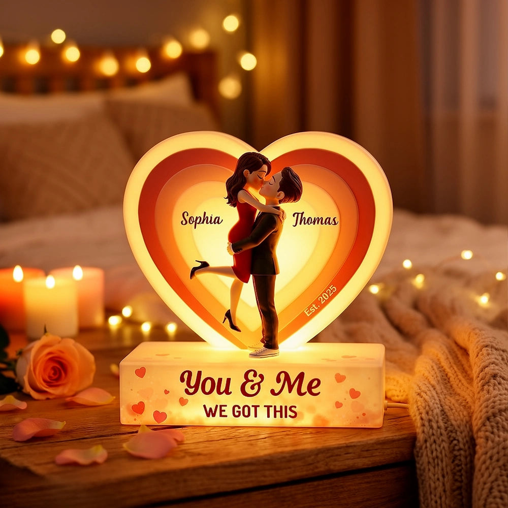 Acrylic Light Box You & Me Love Night Light With Warm Heart Design Unique Creative Gift For Couple Anniversary Or Valentine's Day