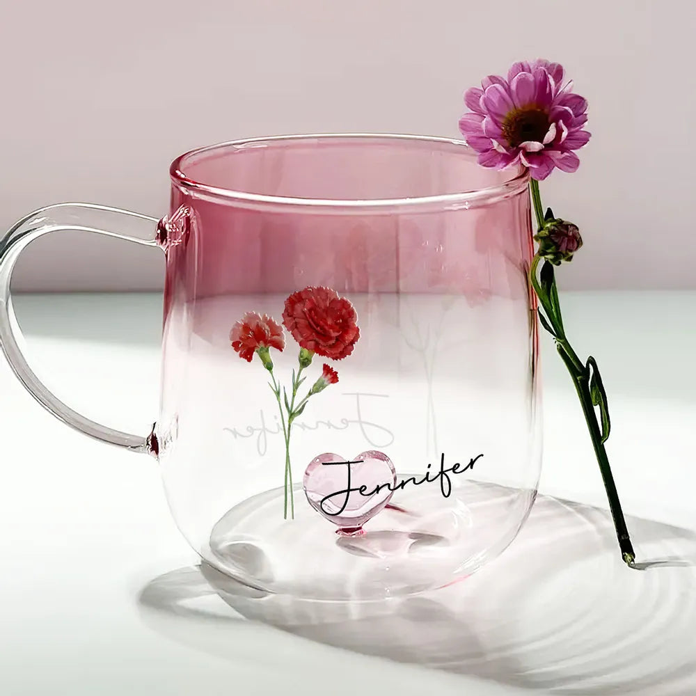 Blooming Gradient Glass Mug – Gift for Sisters, Wife, or Grandma