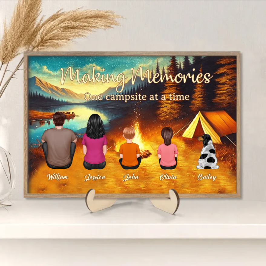 Making Memories Around the Campfire - Personalized Carhanger, Keychain, Poster or Canvas, Plaque, Wallet Card - Unique Family Camping Gift