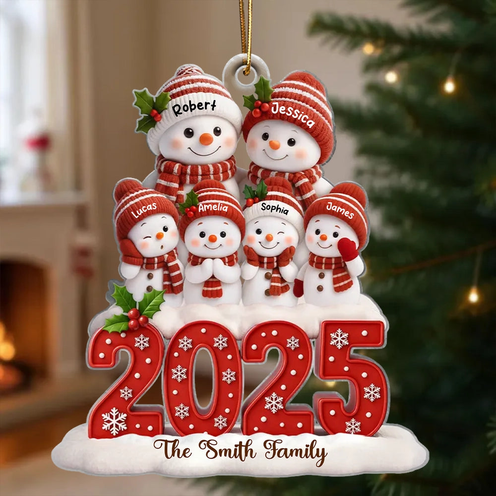Festive Snowman Family Acrylic Ornament, Customizable Christmas Tree Keepsake, Warm Home Decor, Creative Gift for Family