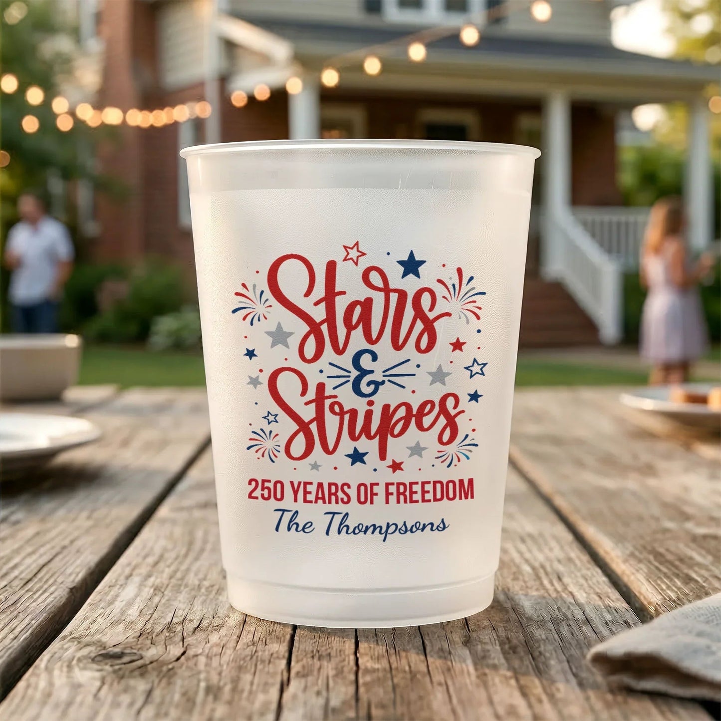 Personalized Let Freedom Ring Frosted Plastic Cup for 4th of July BBQs - Unique Patriotic Gift