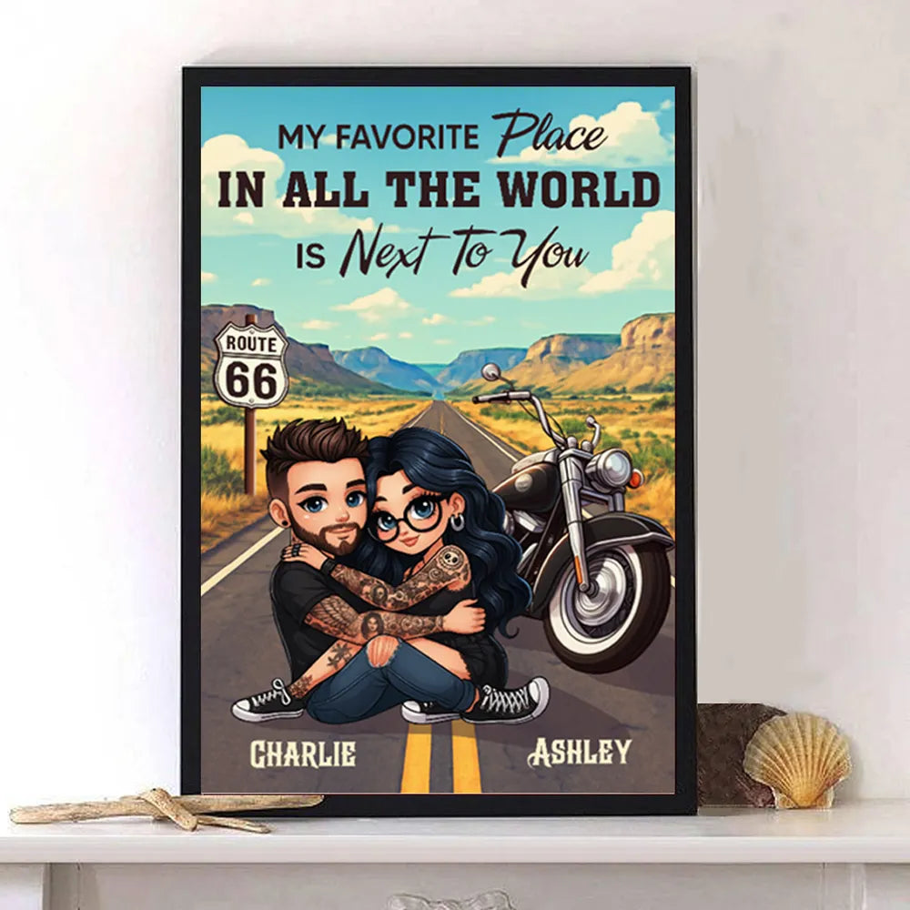 My Favorite Place Is Next To You – Personalized Poster Or Canvas For Couple, Romantic Road Trip Gift